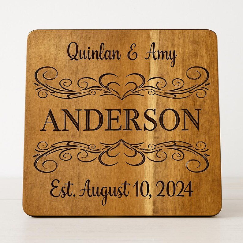 Personalized engraved acacia cutting board